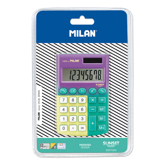 CALCULADORA MILAN 8 DIGITOS POCKET SUNSET TURQUESA AMARILLO | 1 UNIDADES | (MILAN) Imagen principal del producto