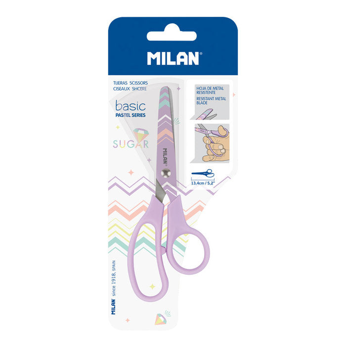 TIJERA MILAN BASIC PASTEL SUGAR DIAMOND LILA BLISTER | 12 UNIDADES | (MILAN) Imagen principal del producto