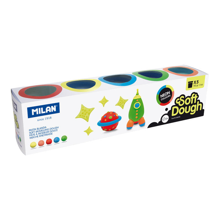Pasta blanda basic soft dough 142 g 5 colores neón Milan