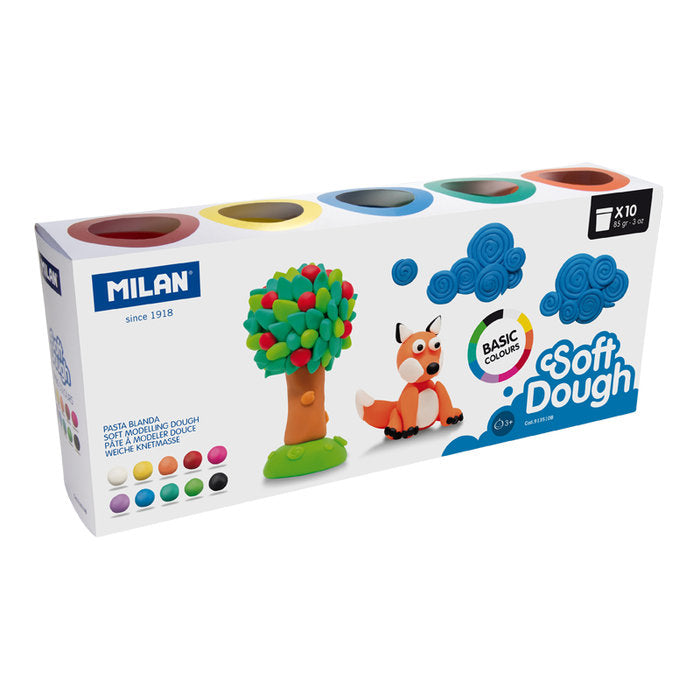Pasta Blanda Basic Soft Dough 85 g Milan Pack 10 Colores Surtidos Imagen principal del producto