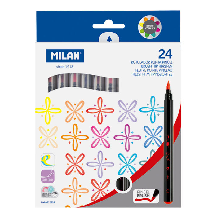 Rotulador Milan Punta Pincel 24 Colores Surtidos | Milan | Pack 1 Unidades Imagen principal del producto