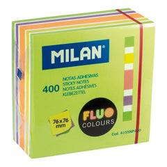 NOTA ADHESIVA 76X76 400 HOJAS COLORES FLUO | 12 UNIDADES | (MILAN)