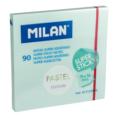 NOTA SUPER ADHESIVA MILAN 76X76 90 HOJAS AZUL PASTEL | 10 UNIDADES | (MILAN)