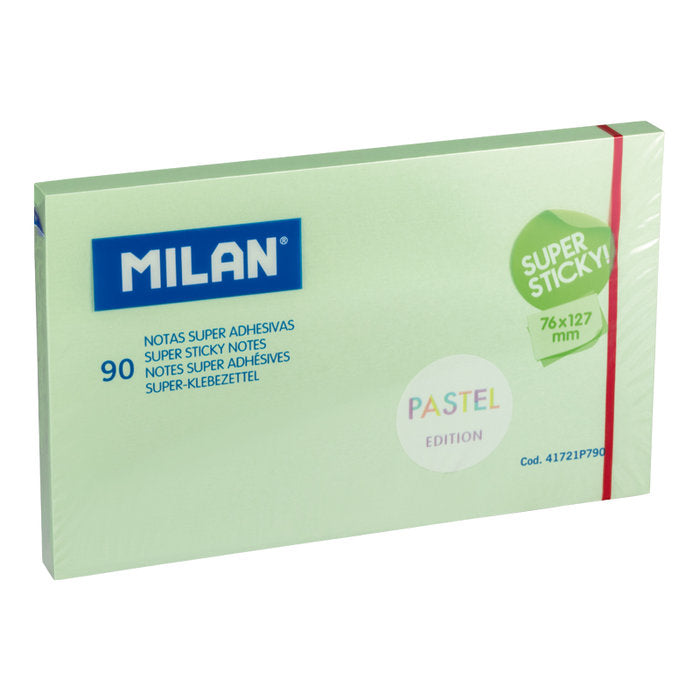 NOTA SUPER ADHESIVA MILAN 76X127 90 HOJAS VERDE PASTEL | 10 UNIDADES | (MILAN) Imagen principal del producto