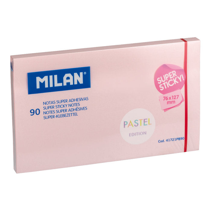 NOTA SUPER ADHESIVA MILAN 76X127 90 HOJAS ROSA PASTEL | 10 UNIDADES | (MILAN) Imagen principal del producto