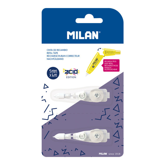 Blister 2 recambios cinta correctora acid edition 5mmx6m milan Imagen principal del producto