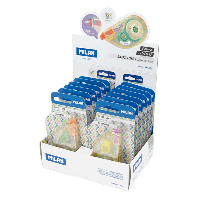 Expositor 12 Blisters Cinta Correctora 5 mm x 15 m New Look Milan