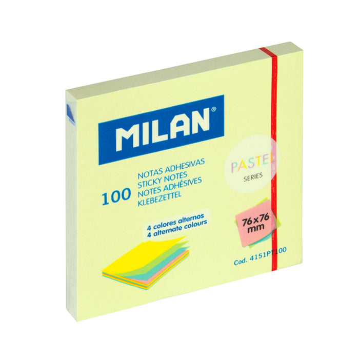 TACOS NOTAS ADHESIVAS 76X76MM 100H COLORES ALTERNOS PASTEL | 10 UNIDADES | (MILAN)