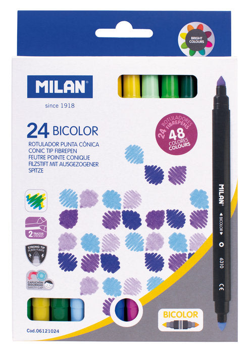 Rotulador Milan Doble Punta Bicolor 24 Uds ( 48 Colores) | Milan | Pack 1 Unidades Imagen principal del producto