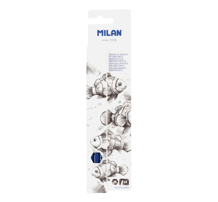 LAPIZ GRAFITO MILAN ACUARELABLES GRADUACION 2B BLISTER 3 UD | 1 UNIDADES | (MILAN)