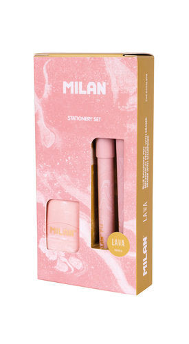 Pack bolígrafo P1 portaminas PL1 0,5 mm y afilaborra rosa Milan