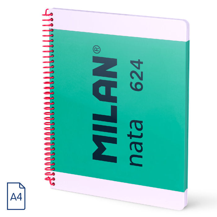 Bloc Espiral A4 Milan Tapa Dura Cuadros 5x5 80H Nata Verde