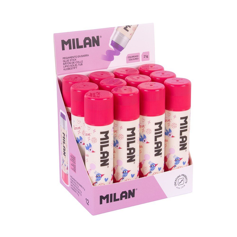Pack 12 barras de pegamento violeta 21 g para manualidades y colegio Imagen principal del producto
