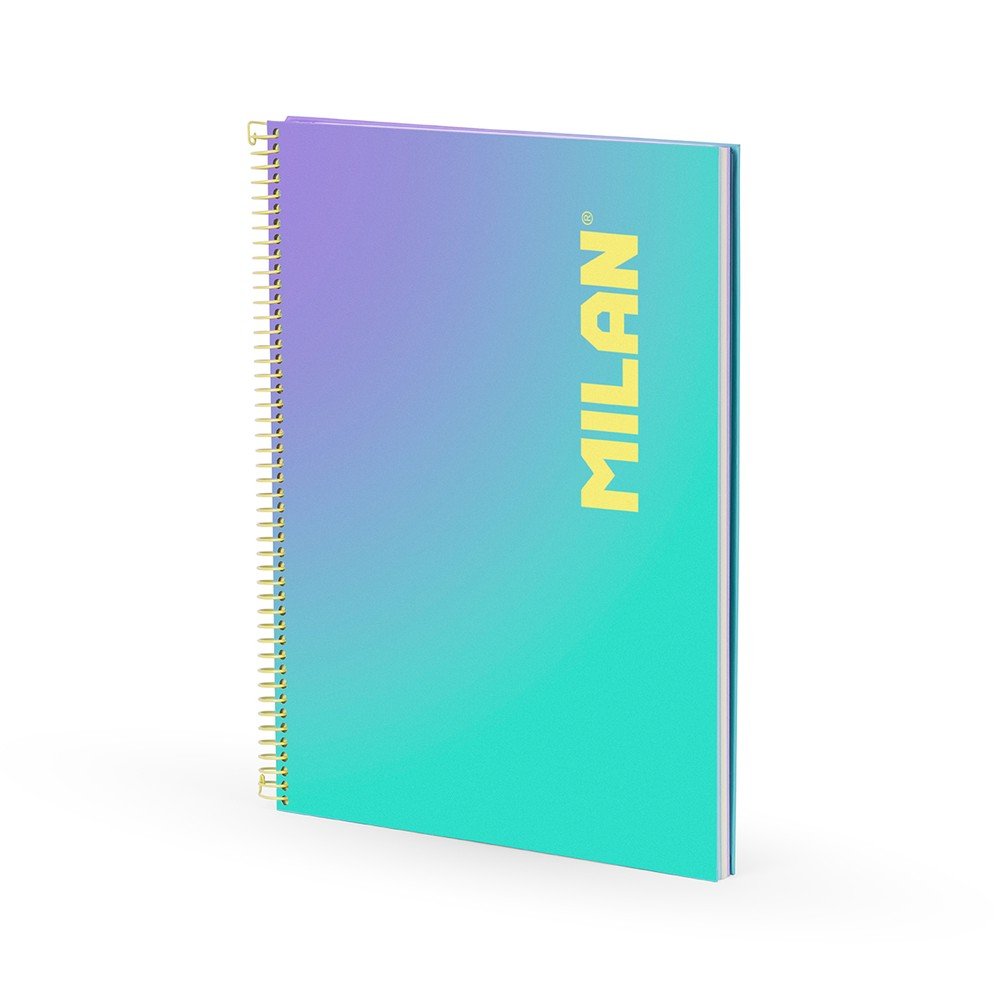 Cuaderno A4 Espiral T/p Cuadros 5x5 90H 95 g Sunset Turquesa Milan