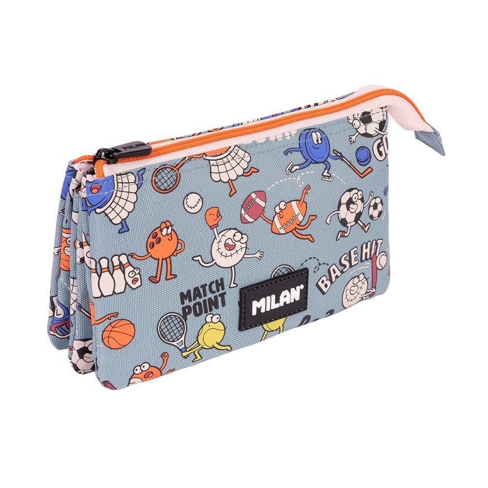 Estuche Portatodo Triangular 5 Compartimentos Serie Sports Milan Diseño
