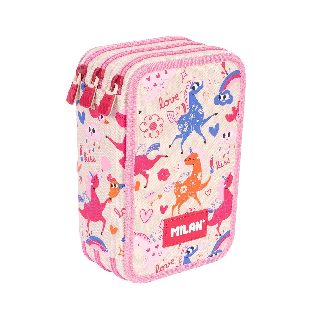 Plumier 3 Pisos con Contenido Serie Flowicorn Rosa Milan Diseño