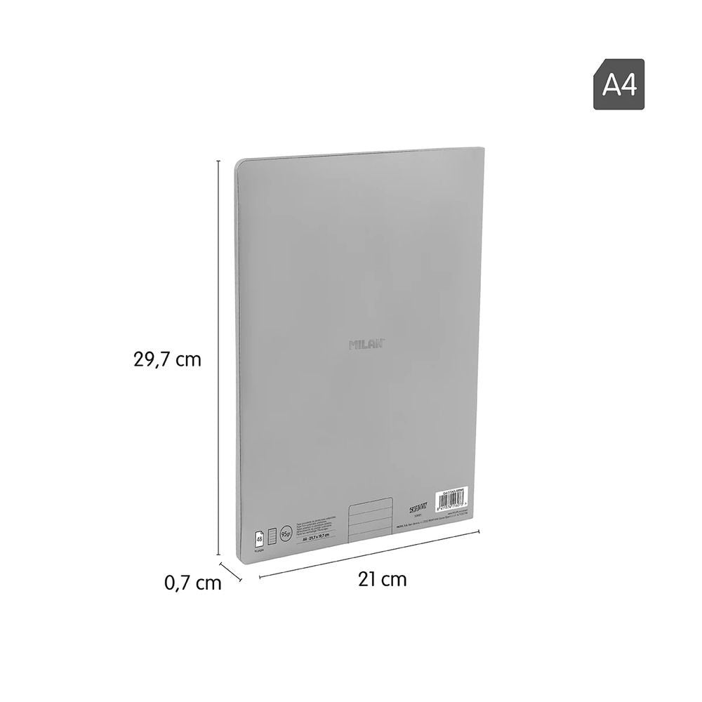 Libreta A4 rayada Milan Diseño Shadow gris
