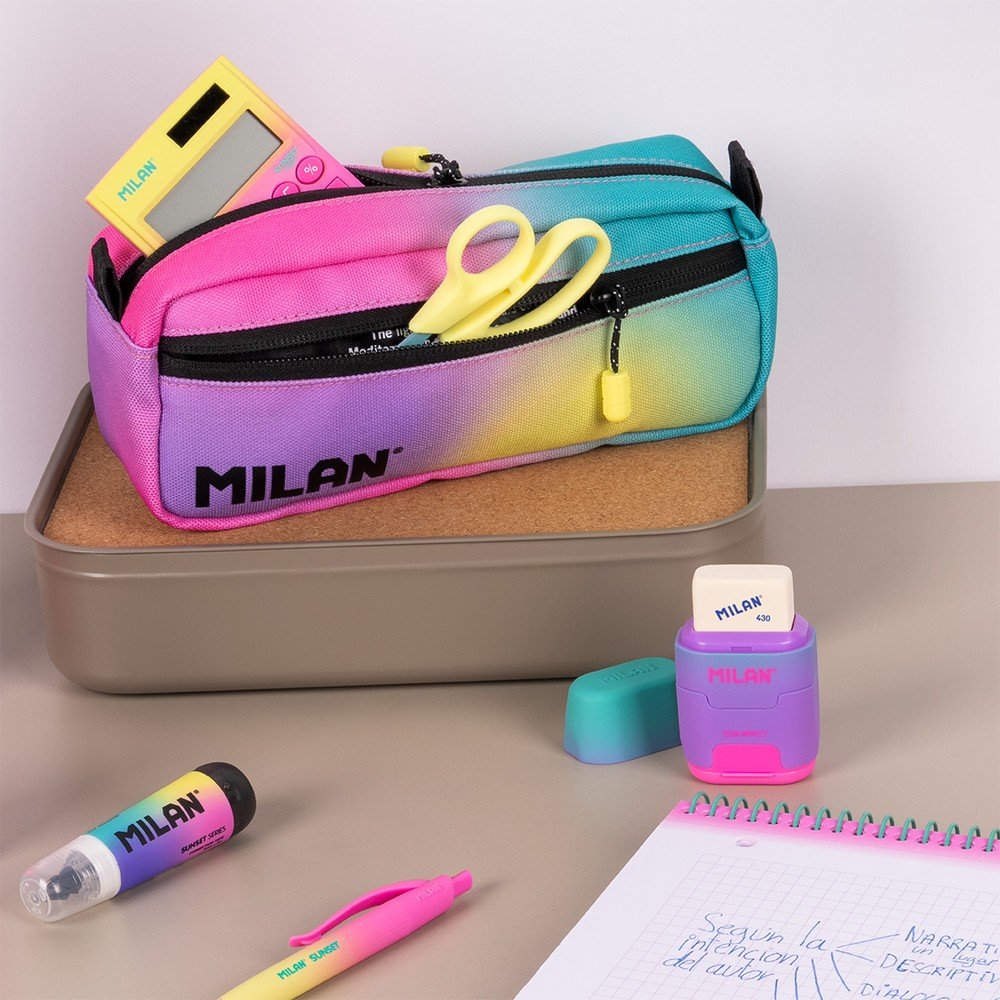 Estuche Portatodo Rectangular 2 Cremalleras Sunset Milan