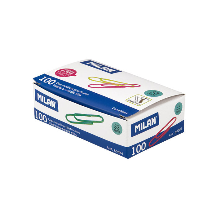 CLIPS 33MM COLORES CAJA 100 UDS 80084 | 10 UNIDADES | (MILAN)