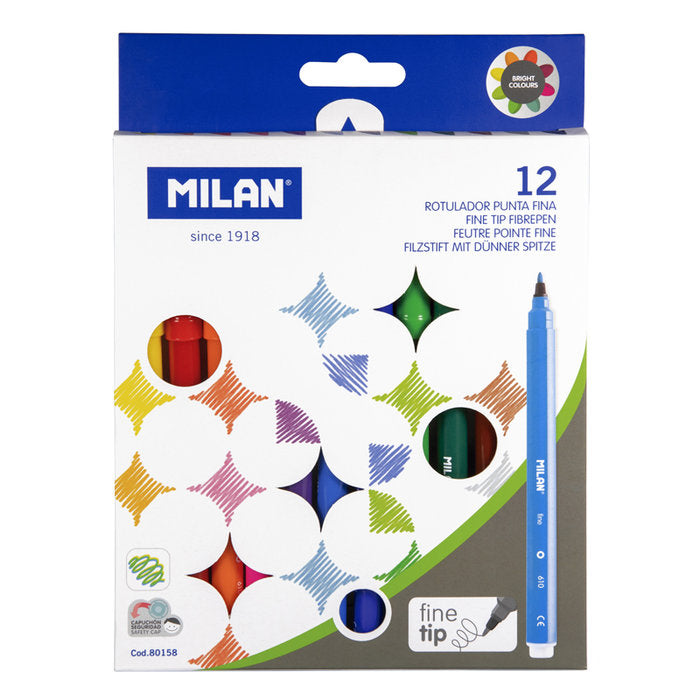 C/12 rotuladores 12 colores punta fina milan Imagen principal del producto