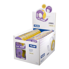EXPOSITOR 36 CINTA ADHESIVA MILAN 19X33 CON DISPENSADOR | 36 UNIDADES | (MILAN)