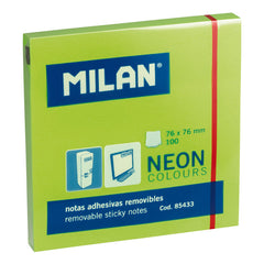 NOTAS ADHESIVAS 76X76 MILAN NEON VERDE | 10 UNIDADES | (MILAN)
