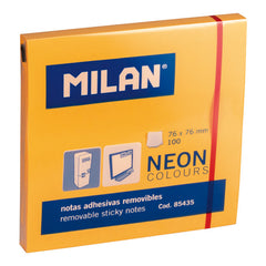 NOTAS ADHESIVAS 76X76 MILAN NEON NARANJA | 10 UNIDADES | (MILAN)
