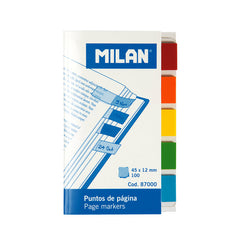 BANDERITAS ADHESIVAS MILAN 5 COLORES TRANSPARENTES | 10 UNIDADES | (MILAN)