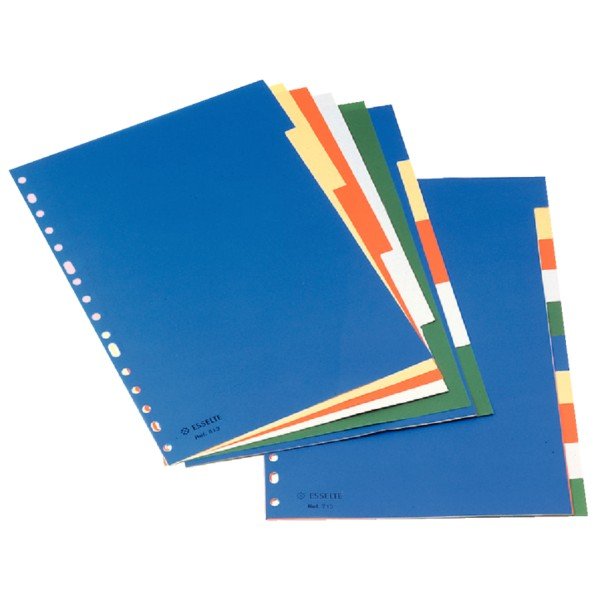 Bolsa separadores a4 multitaladro polipropileno con 5 pestañas de colores