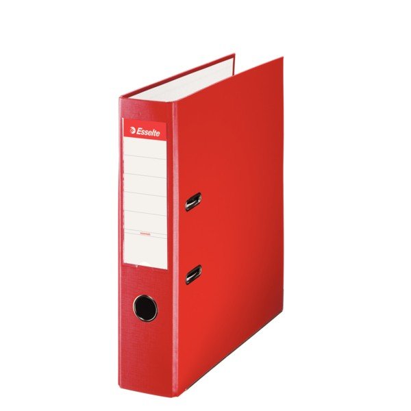 Archivador palanca folio lomo 75mm cartón forrado plastico color rojo