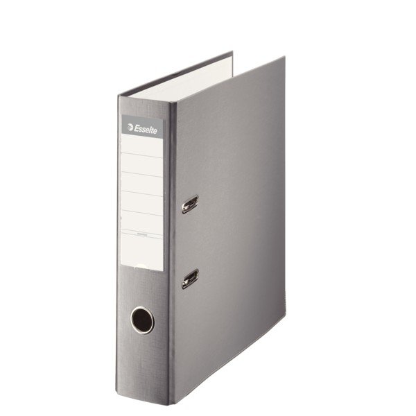 Archivador palanca folio lomo 75mm cartón forrado plastico color gris