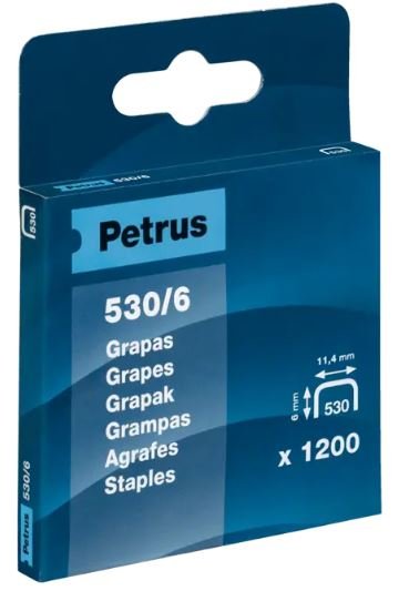 GRAPAS CLAVADORA 530/6 BLISTER 1200 UN | 1 UNIDADES | (PETRUS) Imagen principal del producto