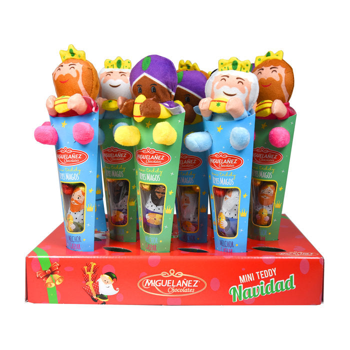 MINI CONO FIGURAS REYES MAGOS 35 GR CHOCOLATE + PELUCHE | MIGUELAÑEZ | ENVASE 12 UDS. UNIDAD | 8411823509335