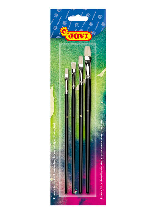 BLISTER 4 UD PINCEL JOVI PELO DE CERDA Nº 4, 6, 8, 12 | 12 UNIDADES | (JOVI) Imagen principal del producto