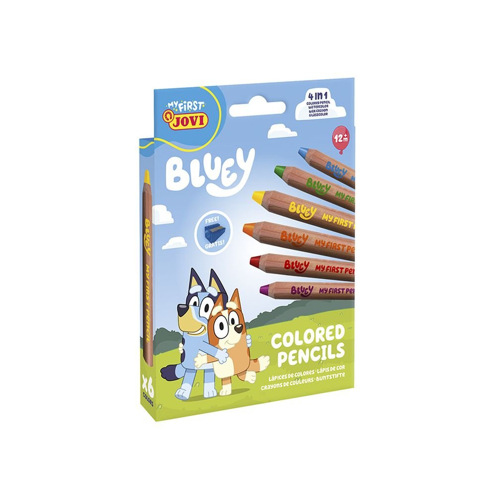 Lápiz Jovi My First 4 en 1 Bluey 6 Colores Surtidos Marca JOVI