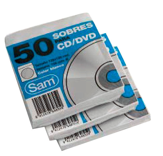 SOBRE 125X125 90GR PARA CD DVD P/50 BLANCO | 1 UNIDADES | (SAM TALLERES MANIPULACION) Imagen principal del producto