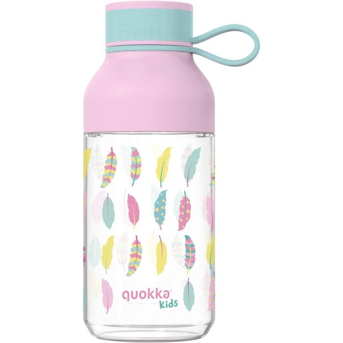 BOTELLA INFANTIL TRITAN CON ASA 430 ML PLUMAS ROSA QUOKKA | QUOKKA | 1 UNIDAD | 8412497401536 Imagen principal del producto