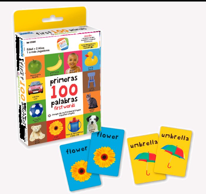 JUEGO DE TARJETAS BILINGUE MIS PRIMERAS 100 PALABRAS | CEFA TOYS | 1 UNIDAD | 8412562010427 Imagen principal del producto