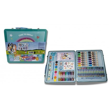 MALETIN METALICO DE PINTURAS BLUEY 60 PIEZAS | CEFA TOYS