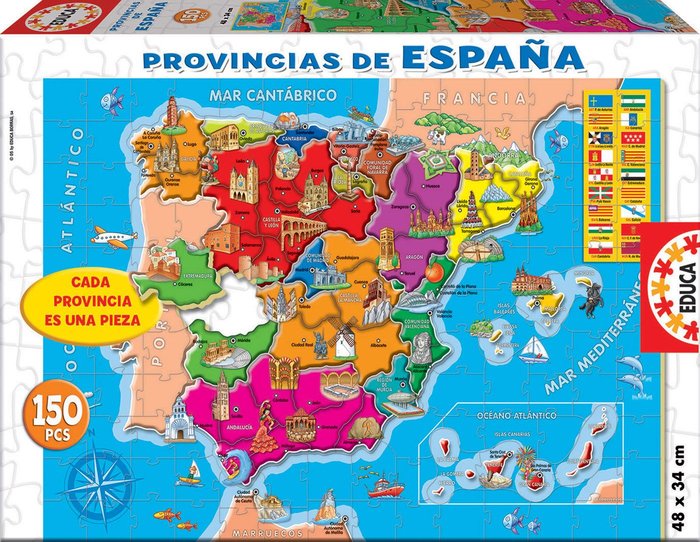 PUZZLE 150 PIEZAS PROVINCIAS ESPAÑA | EDUCA-BORRAS | 1 UNIDAD | 8412668148703
