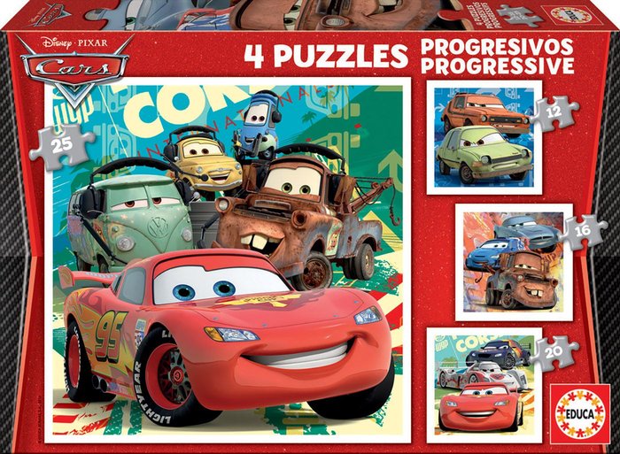 PUZZLE PROGRESIVOS CARS 2 12-16-20-25 | EDUCA-BORRAS | 1 UNIDAD | 8412668149427 Imagen principal del producto
