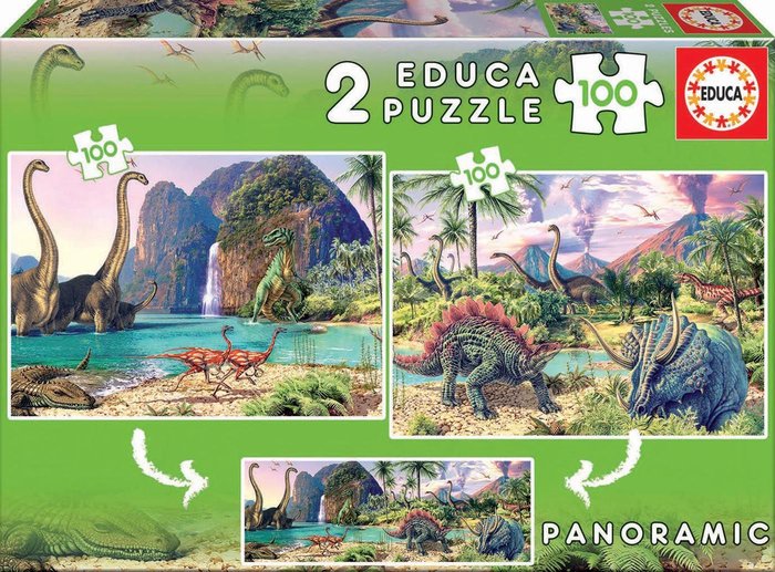 PUZZLE 2X100 PIEZAS DINO WORLD | EDUCA-BORRAS | 1 UNIDAD | 8412668156203