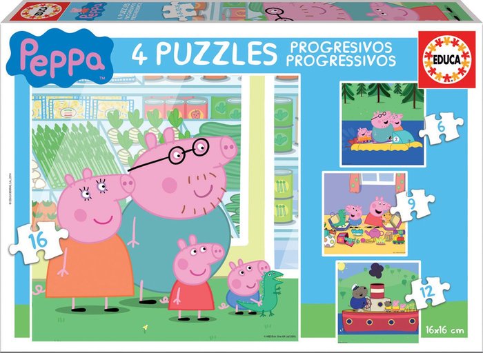 PUZZLE PROGRESIVOS PEPPA PIG 6-9-12-16 | EDUCA-BORRAS | 1 UNIDAD | 8412668159181 Imagen principal del producto