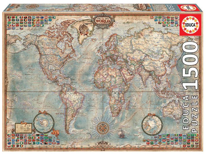 PUZZLE EDUCA 1500 PIEZAS EL MUNDO, MAPA POLITICO | EDUCA-BORRAS | 1 UNIDAD | 8412668160057 Imagen principal del producto