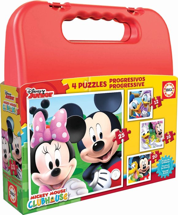 MALETA PUZZLES PROGRESIVOS MICKEY MOUSE 12-16-20-25 | EDUCA-BORRAS | 1 UNIDAD | 8412668165052 Imagen principal del producto