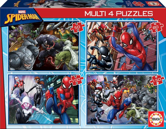 PUZZLE 4 MULTI 50-80-100-150 ULTIMATE SPIDER-MAN | EDUCA-BORRAS | 1 UNIDAD | 8412668181021 Imagen principal del producto