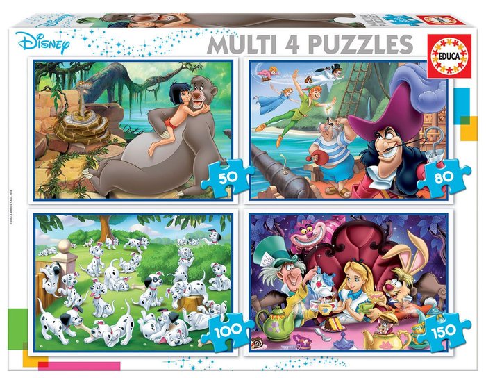 PUZZLE 4 DISNEY PROGRESIVOS 50-80-100-150 VARIADOS | EDUCA-BORRAS | 1 UNIDAD | 8412668181052 Imagen principal del producto