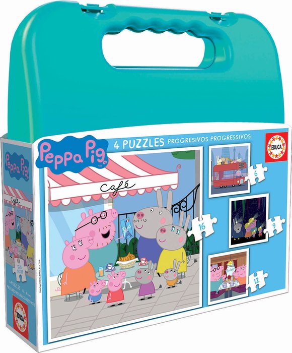 PUZZLE MALETA PROGRESIVOS PEPPA PIG 6-9-12-16 | EDUCA-BORRAS | 1 UNIDAD | 8412668181120