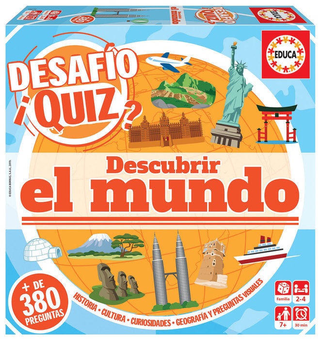 JUEGO DESAFIO QUIZ DESCUBRIR EL MUNDO | EDUCA-BORRAS | 1 UNIDAD | 8412668182189