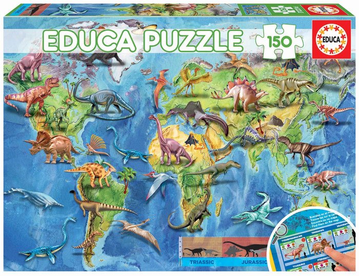 PUZZLE EDUCA 150 PIEZAS MAPAMUNDI DINOSAURIOS | EDUCA-BORRAS | 1 UNIDAD | 8412668189973 Imagen principal del producto